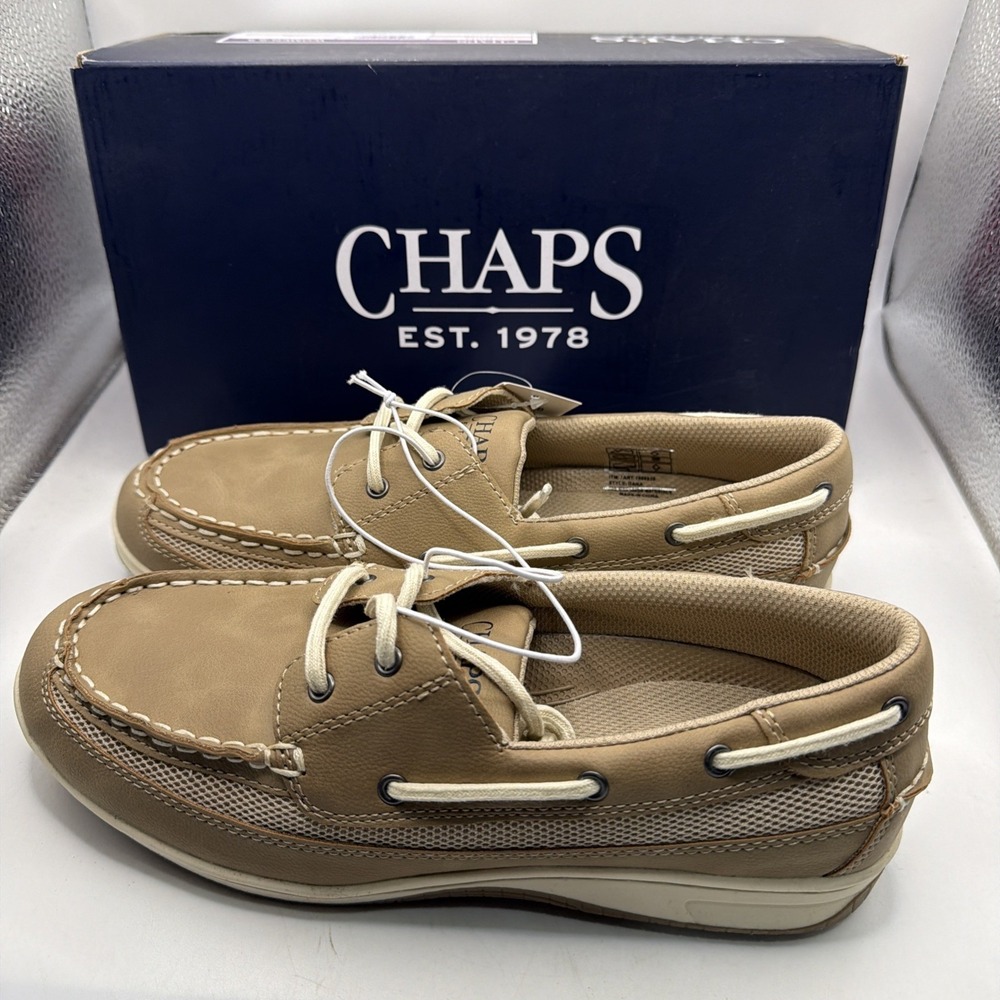 Chaps Women's Boat Shoes Tan Memory Foam Water-Repellant Flexible Outsole Size 9